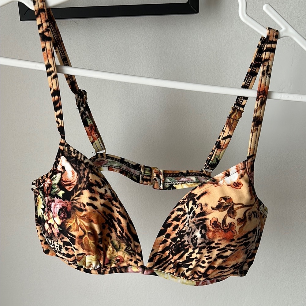 Bikini Village Leopard floral Print Women's bikini top